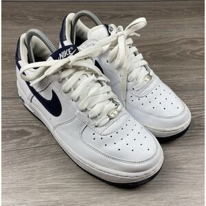 Nike Air Force 1 Low White Navy Womens 8 Youth 6.5Y Casual Shoes 306291-148